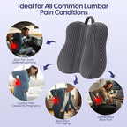 Lumbar Support Pillow for Recliner, Back Support Pillow for Office Chair, Back Cushion with Shredded Foam for Back Pain Relief & Reading, Lumbar Cushions for Couch, Sofa Seat, Car, Grey