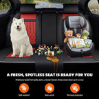 KEYOOG 5-Seater Waterproof and Breathable Nappa Leather Car Seat Covers Full Set, Fit for Front and Rear Seats of Cars, Compatible with Airbags, Car Seat Protector Covers for Most Cars - Black Red