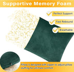 2 Pack Small Pillow, Memory Foam Mini Pillow 11 X 7 Inches for Travel, Sleeping, Nap and Neck, Knee, Lumbar Support, Tiny Cushion for Pet, Dogs (Dark Green)