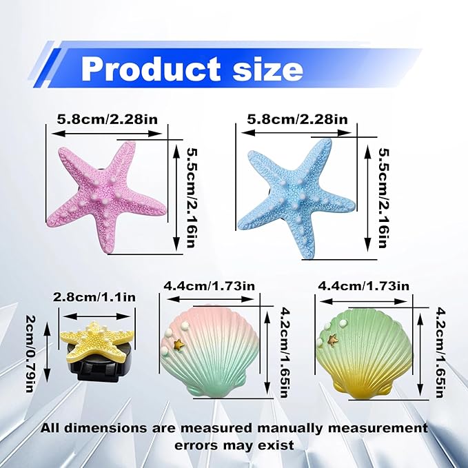 5PCS Starfish shell Blossom Car Vent Clips Cute Scented Air Freshener Decor Car Accessories for Women Aesthetic Car Interior Decorations