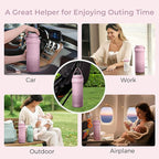 Momcozy 22oz Portable Breast Milk Cooler for Outdoor, Life Saver with 360° Total Cooling for 24 Hours, Larger Capacity Travel Breastmilk Chiller with 2pcs Baby Bottles for Breastmilk Storage, Pink