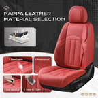 Coverado Car Seat Cover, Cover for Cars Full Seat, Premium Leather, Universal Fit Waterproof Seat Protectors, Car Seat Cushion Non-Slip for Most Cars-Red