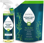 Puracy Instant Spot Remover for Clothes - Cleaning Spray, Stain Spray - Car Cleaner, Carpet Cleaning Solution, Couch Stain Remover - Free & Clear, 25 + 48 Fl Oz