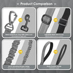 AUBELL Tactical Dog Leash Heavy Duty,4-6ft Reflective Strong No Pull Bungee Leash for Medium Large Dogs with Comfortable Padded Double Handle,Car Seat Belt,360 Degree Rotating Carabiner,Grey