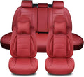 Martha Red Car Seat Covers Full Set, Breathable Leather Automotive Front and Rear Seat Covers & Headrest for Comfortable Driving, Universal Auto Interior Fit for Most Kinds of Vehicles, Cars