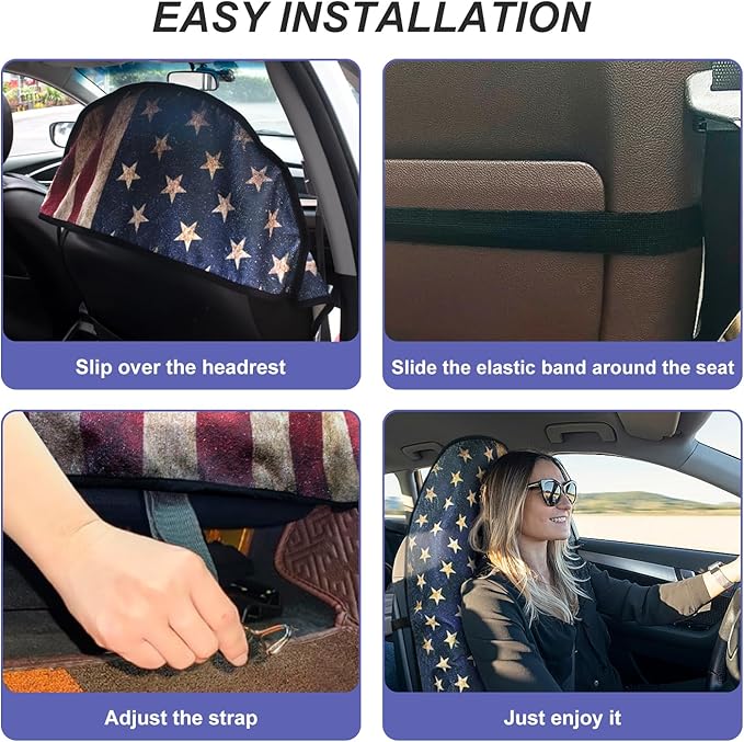 Waterproof Sweating Car Seat Cover for Post Gym Workout, Running, Swimming, Beach and Hiking, Universal Fit Non-Slip Bucket Seat Protector for Cars SUV Trucks, Machine Washable (Flag)