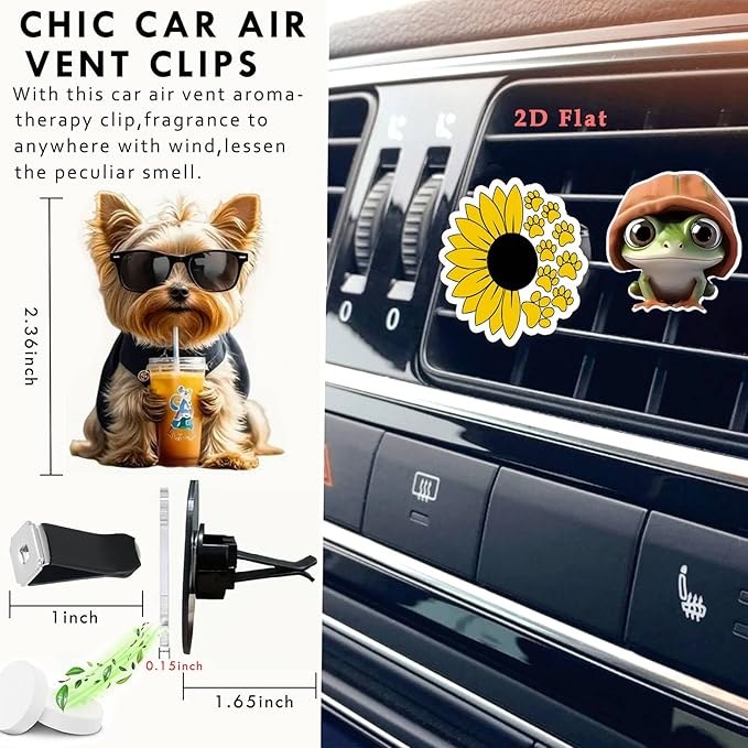 Cute Car Air Freshener Clips Frog Car Vent Clip Frog Cars Scents Cologne Air Conditioner Clip Auto Vent Interior Decoration Cars Accessories Frogs Loves Gifts for Men Women