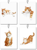 Funny Orange Tabby Cat Car Air Freshener 4 Pcs, Cute Orange Kitten Hanging Scents Air Freshener for Women Girls Gifts, Cat Lover Gifts Scented Car Accessories Decor for Room Closet Drawer