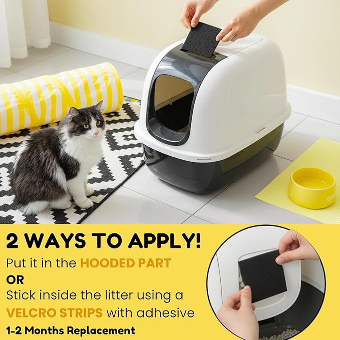 Blyno Lasts Up to 2 Years - Upgraded Universal Odor Eliminator for Hooded Cat Litter Box Deodorizer,Natural Coconut Shell Activated Charcoal, Cat Toilet Odor Eliminator for Automatic Litter Box
