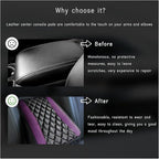 Car Center Console Cushion Pad, Universal Leather Waterproof Armrest Seat Box Cover, Comfortable Auto Armrest Cover Protector, Car Interior Decor Accessories for Most Vehicles (Purple)