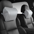 Quintor Genuine Leather Car Neck Pillow,Memory Foam Headrest Cushion, Ergonomic Cervical Support for Tesla Model 3/Y/X, Lexus, BMW- Breathable & All-Season Soft (2 PC)