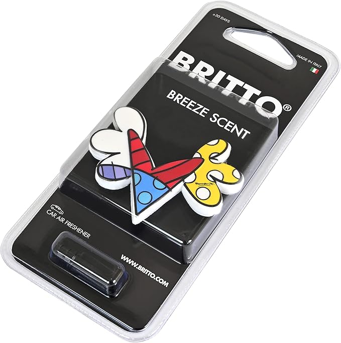 Romero Britto Car Air Freshener 'Heart with Wings', Breeze Scent, 30 Day Use