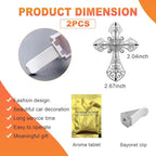 2PCS Bling Car Air Vent Clip, Crystal Cross Air Conditioner Outlet Air Fresheners Vent Clips, Sparkly Bedazzled Decor Rhinestone Cross Diffuser Clip, Interior Car Accessories (Silver)
