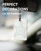 Preppy Blue Beach Car Air Freshener 4 Pcs, Coastal Coconut Tree Starfish Ocean Hanging Air Freshener for Closet Drawer Books, Girly Beachy Car Accessories Mirror Decor for Women