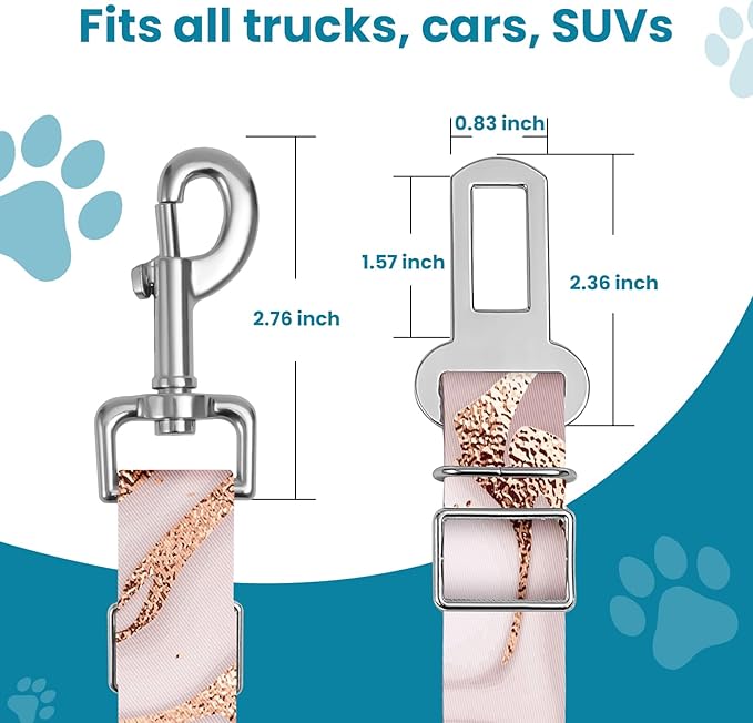 Adjustable pet cat and Dog car seat Belt，The Lanyard is Flexible and Adjustable from 20 to 33 inches(Golden Marble)