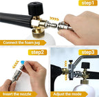 Foam Cannon Dual-Purpose Switch Spray Gun, Foam Cannon Adapter, Connector Accessory, 1/4 Inch Quick Connector, with 7 Nozzle Tips