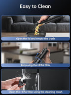 ruwa Car Vacuum Cleaner Handheld Vacuum Cordless, Rechargeable 14,000PA High-Power with 2 Speeds, 300ml Dust Cup, Lightweight, Portable Mini Vacuum for Car, Home, Pet Hair (Black)
