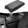 KBH Center Console Armrest Cover Replacement for Toyota Camry 2012 2013 2014 2015 2016 2017, Vinyl Leather Arm Rest Skin Upholstery, Black-Red Stitch (Leather Part Only)