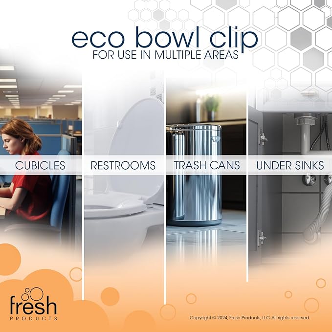 Fresh Products Eco Bowl Clip Air Freshener Versatile Design Toilet Freshener Trash Freshener Chemical Free Natural Oils Discreet Lasts 30 Days Made in the USA Fabulous 12 pk