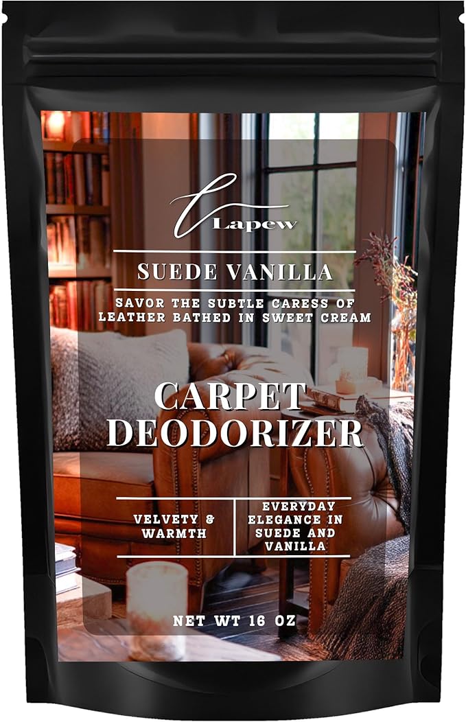 Lapew Suede Vanilla Carpet Deodorizer Powder - Pet Safe Freshener for Vacuuming | Scented Odor Eliminator for Home | 16 oz