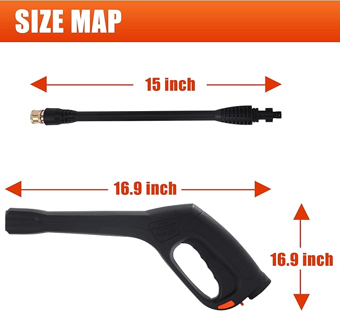 Tool Daily Pressure Washer Gun with Replacement Wand, Turbo Nozzle & 5 Spray Nozzle Tips, Compatible with Some Portland Husky Black Decker Ford Pulsar ShopForce Taskforce Powerwasher Power Washer