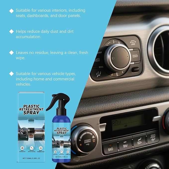 Plastic Restorer for Cars, Car Trim Restorer, Auto Detailing for Refreshing Faded Plastic, Leather, Vinyl and Rubber Trim with Polish, Long Lasting Care (4Pcs)