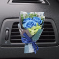 uxcell Sky Blue Small Bouquet Car Air Freshener Vent Clips, Mini Decorative Rose Bouquet with Fragrance Diffuser for Women, Automotive Air Freshener Decoration, Style 1