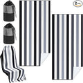 2 Pack Car Seat Towel Covers with Storage Bag 63 x 32 Inch Athletic Running Towel Seat Sweat Washable Non Slip Cover Gift for Car Outdoor Sport Activities (Black Vertical Stripes)