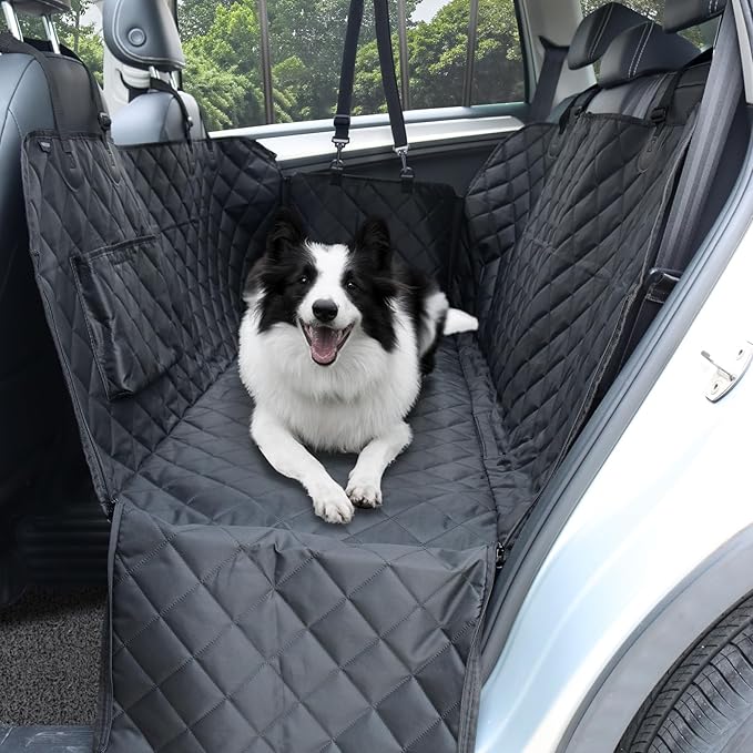 Dog Car Seat Cover,Pets Back Seat Extender,600D Heavy Durable 100% Waterproof Scratchproof Soft Dogs Hammock, Nonslip Backseat Protector for Cars Trucks SUVs