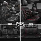 CAR PASS 3D Foam PU Leather Car Seat Covers, Universal Seat Covers Full Sets for Trucks SUV Sedan Automotive Seat Covers Armrest Airbag Compatible Waterproof Comfortable Faux Nappa Leather Black Red