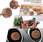 2-in-1 Car Aromatherapy Diffuser & Air Freshener, Portable Mini Wood Diffuser with Lava Stone, Essential Oil Vent Clip, 2 Charming Patterns