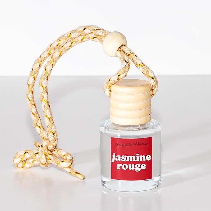COOLGIRLCANDLES Jasmine Rouge Car Air Hanging Fragrance Oil Diffuser for Essential Oils, Scents Aromatherapy, Long Lasting Car Diffuser Bottle