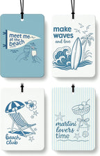 Blue Beach Cocktail Cologne Car Air Freshener 4 Pcs, Preppy Coastal Beachy Hanging Air Freshener for Cars Bathroom Dorm Books Decor, Preppy Beach Accessories Gifts for Women Girls
