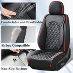 Coverado Full Set Car Seat Covers, Luxury Faux Leather Waterproof Seat Covers, 5-Seat Universal Fit, Front & Back Car Seat Protectors,Leather Seat Covers for Most Cars-Black & Red Line