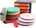 SPTA 10pcs Polishing Pads Kit, 7 Inches Large Size Buffing Pads, Car Foam Buffing Sponge Pads Kit with 5/8"-11 Backing Plate for Car Waxing Polishing