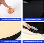 MINUPWELL Truck Seat Cushion, 100% Memory Foam Seat Cushion for Truck Driver, Semi Truck Accessories for Men Seat - 18x14.5x3.5in - Black