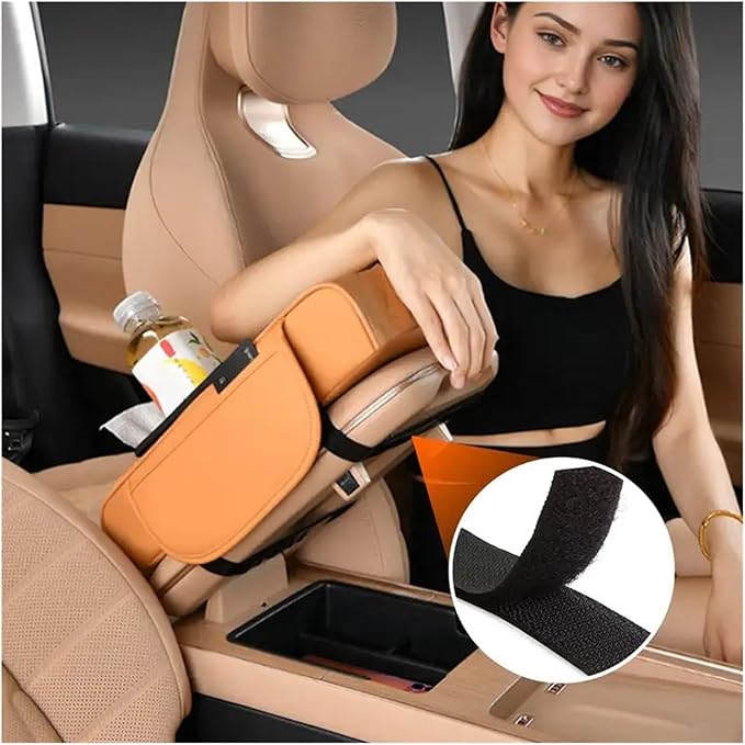 Car Armrest Box Thicken Height Pad Arm Rest Cushion Memory Cotton Elbow Universal Auto Interior Storage Tissue Organizer(Black Red)