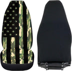 ELEQIN 2 Packs Car Front Seat Cover Car Seat Protector, Nonslip Cushion Cover for Cars, Trucks & SUVs Auto Interior Decor, Camo American Flag Print