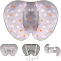 KAKIBLIN Baby Head Neck Support Pillow, 2 in 1 Banana Neck Support Pillow for Baby, Stroller Baby Travel Pillow for Newborn, Boy Girl, Adjustable Head Pillow for Kids Infants,Orange Pentagram