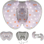 KAKIBLIN Baby Head Neck Support Pillow, 2 in 1 Banana Neck Support Pillow for Baby, Stroller Baby Travel Pillow for Newborn, Boy Girl, Adjustable Head Pillow for Kids Infants,Orange Pentagram