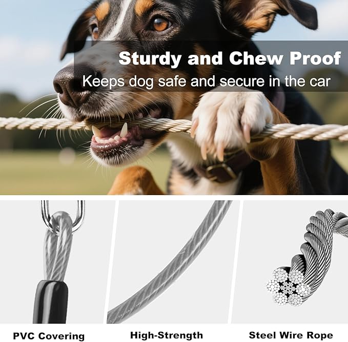 Dog Seat Belt for Car,Chew Proof Dog Car Seat Belt,2 in 1 Car Harness for Dogs Safety Seat Belt,Heavy Duty Pet Seat Belt for Medium & Large Dogs Chewer