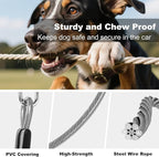 Dog Seat Belt for Car,Chew Proof Dog Car Seat Belt,2 in 1 Car Harness for Dogs Safety Seat Belt,Heavy Duty Pet Seat Belt for Medium & Large Dogs Chewer