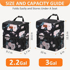 Car Trash Can for Car Cute,Bag Bin Hanging Waterproof Automotive Garbage Cans Leak Proof Vehicle Trash Can Black Floral