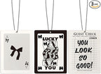 Cute Black Bow Air Freshener for Car, Trendy Retro Queen Ace Card Guest Check Air Freshener Hanging 3 Pcs for Cars Closet Drawer or Books, Girly Preppy Car Accessories Mirror Decor for Women
