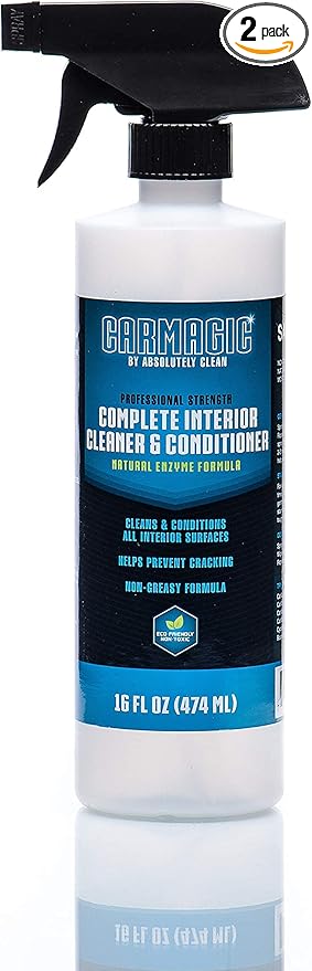 Absolutely Clean Car Magic Complete Interior Cleaner and Conditioner - Multi-Purpose Car Interior Cleaner | Cleans Leather, Rubber, Vinyl & Wood | Non-Greasy Formula | USA Made (16oz Spray Bottle)