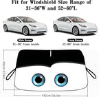 eygeufg Windshield Shade, Car Sun Shade for Front Windshield (Black, Tesla Model Y/3)