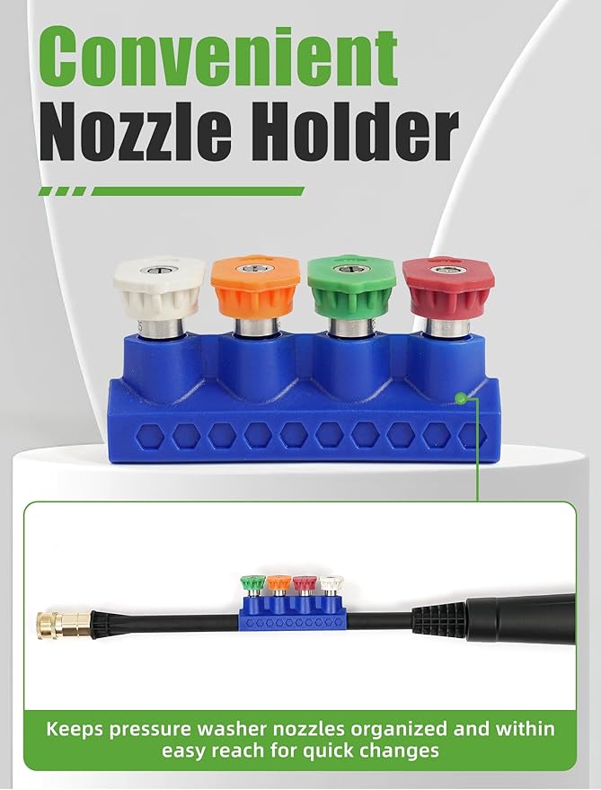 Pressure Washer Gun with Foam Cannon, Max W.P. 2320PSI, B.P. 5000PSI, M22-14mm & M22-15mm Fitting, 4 Stainless Steel Nozzle Tips & Holder, Replacement for Ryobi, Greenworks, and More