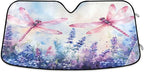 xigua Watercolor Dragonflies Car Windshield Sunshade Foldable Front Window Sun Visor Protector for Car,SUV,Truck - Keep Vehicle Cool,55 x 27.6 Inch