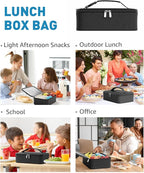 Small Lunch Box Insulated Lunch Bag for Women Men, Bento Kids Lunch Box, Compact Portable Thermal Meal Cooler Bags with Buckle Handle for Work & School, Black, 5L