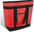 mosago Insulated Grocery Tote Bags, Large Reusable Cooler Bags with Zipper, Leakproof Thermal Shopping Bags for Food Delivery, Beach, Travel, Uber Eats & Picnic, Collapsible Personalized, Red